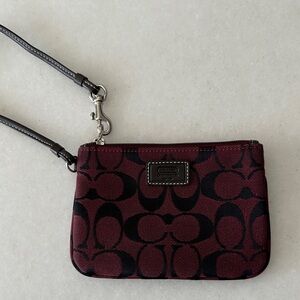 Coach Maroon and Black Signature Wristlet